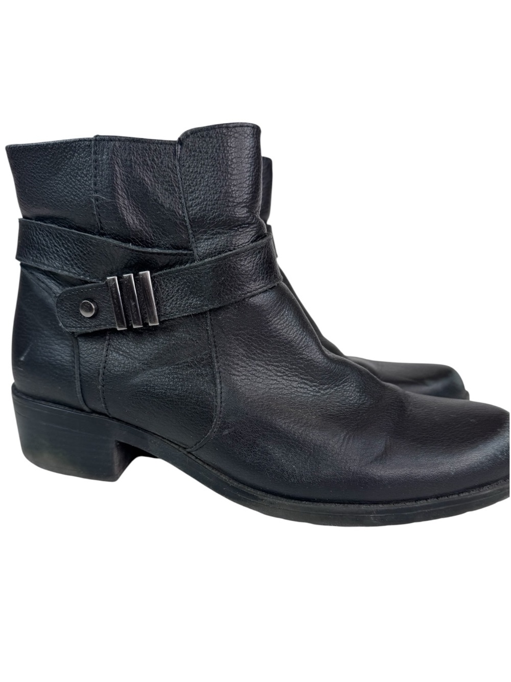 Anne Klein Lorissa Leather Ankle Boots Strap buckle Size 8